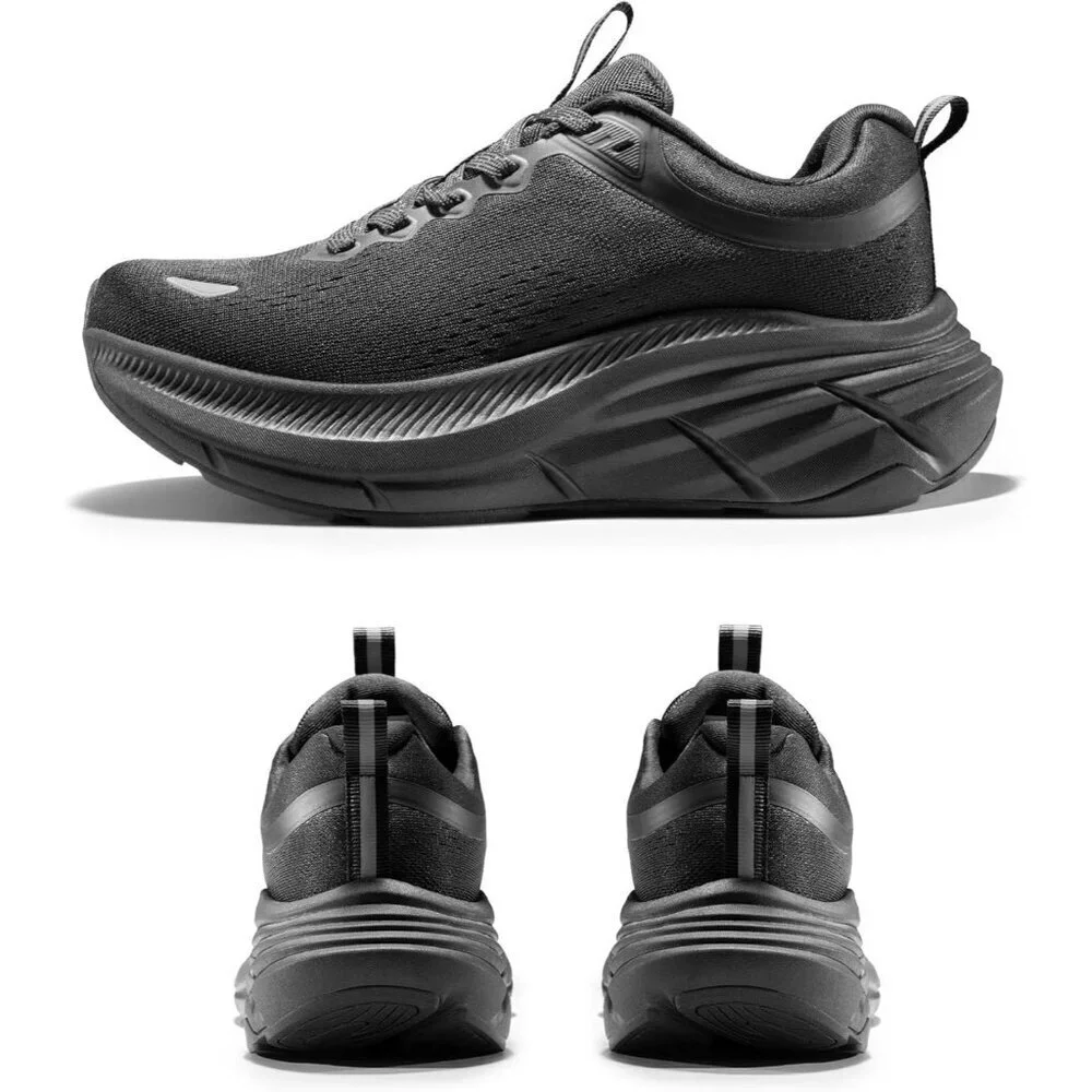 Nortiv 8 Women's All Black Walking Shoes Cushioned Non-Slip Breathable Sneakers